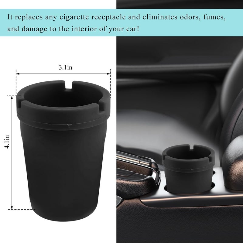 NYTKL Car Ashtray, Plastic Portable Smokeless Self-Extinguishing Vehicle Cigarette Trash Can Ash Tray, Universal Windproof Butt Bucket Ash Holder Organizer for Car Cup Holder (Black) - Image 2